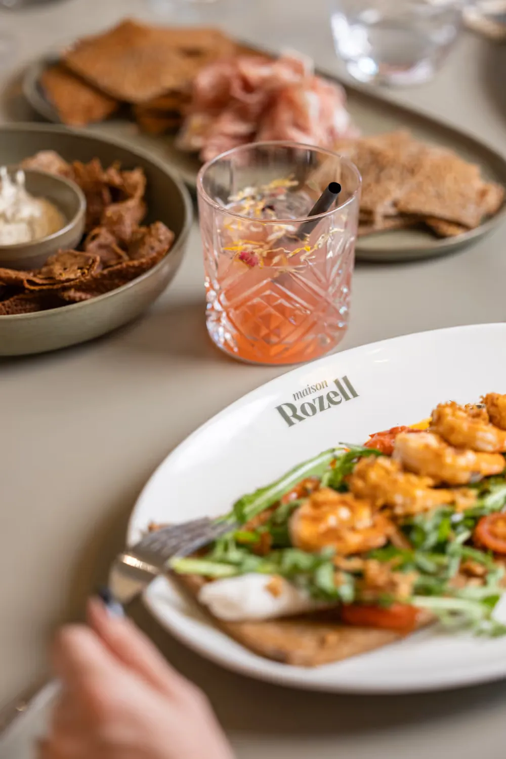 Galette aux crevettes et cocktail maison